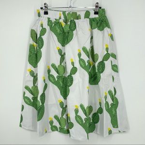 Katie Kime Cotton Midi Skirt cactus green white